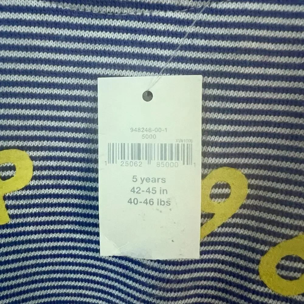 Gap Kids Long Sleeve Striped Shirt NWT Size 5 Blue White Cotton Kangaroo Pocket